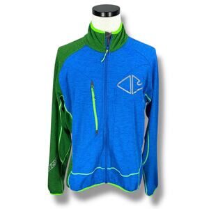 Crazy Idea Aerospace Jacket Men’s 2XL XXL Blue Green 4 Way Stretch Full Zip